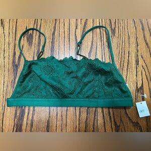 Aerie Womens Small Green Lace Bandeau Bralette Style 3555 Adjustable Straps NWT